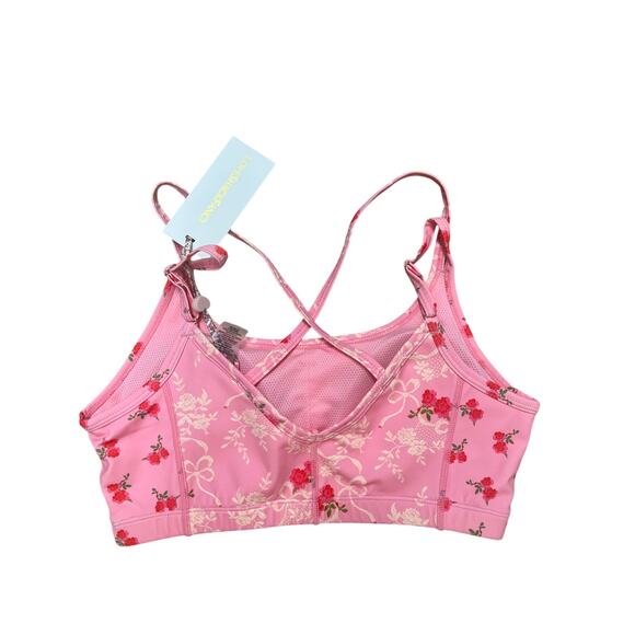 LoveshackFancy AIden Sports Bra in Rosy Romance M - Picture 2 of 4